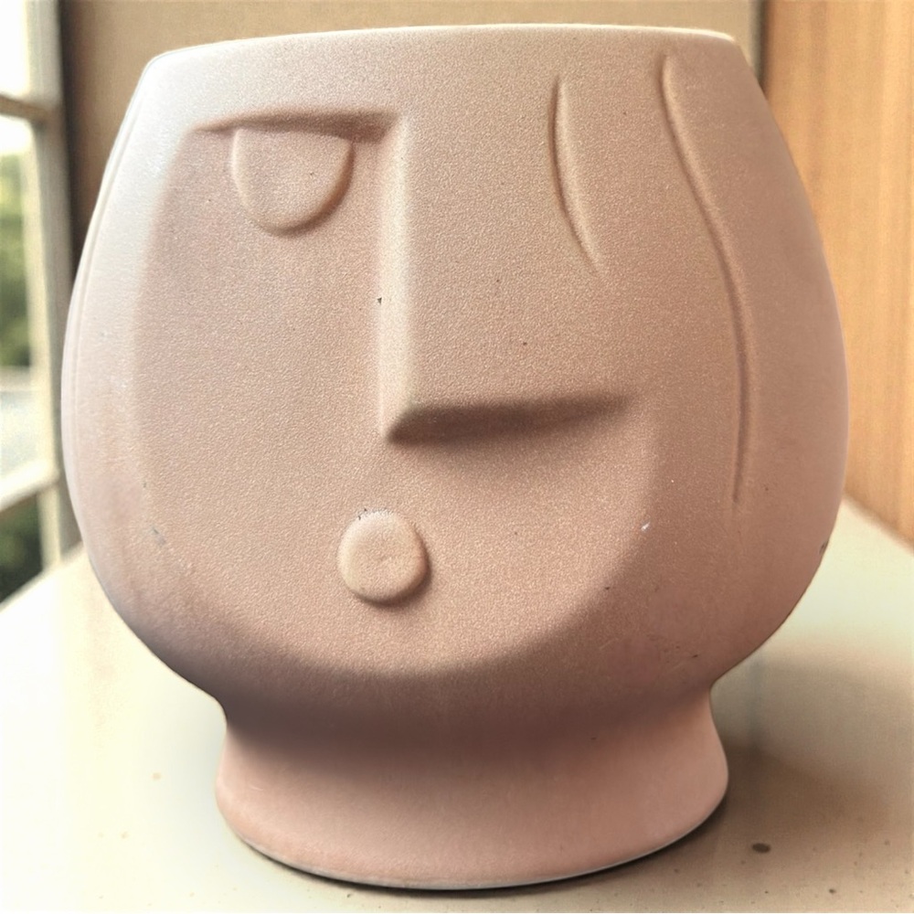 Modern Matte Face Planter 4” Minimalist Ceramic Pot With Drainage